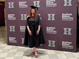 Holly Cooper at her graduation from Sheffield Hallam University