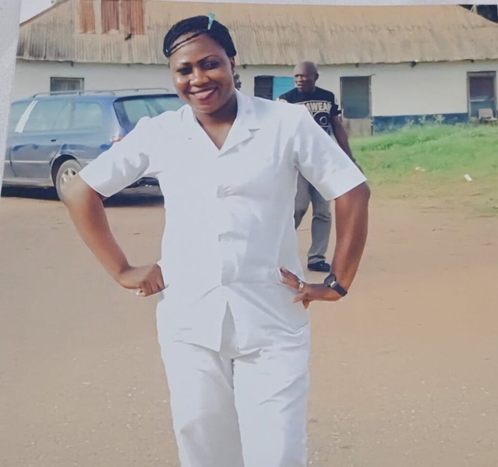 Tobi in her nursing uniform in Nigeria